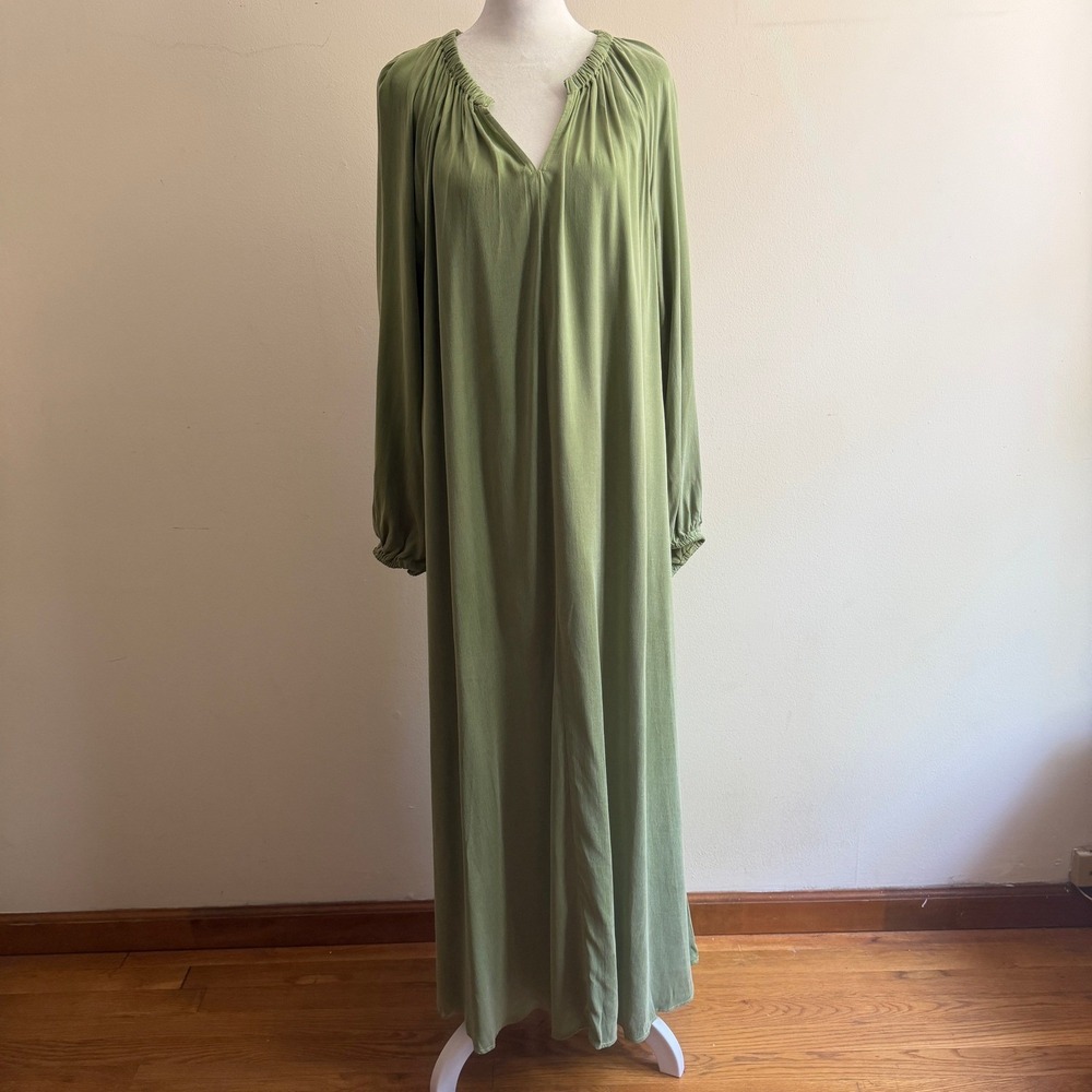 Grecian‎ Goddess Muumuu Maxi Dress Green V-Neck Medium Green Pixie Market Boho